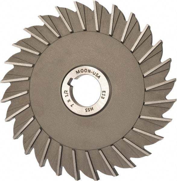 Made in USA - 7" Diam x 1/2" Width of Cut, 28 Teeth, High Speed Steel Side Milling Cutter - Straight Teeth, Uncoated - Exact Tool & Supply