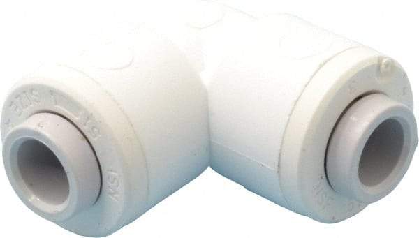 Parker - 1/4" Outside Diam, Polypropylene Push-to-Connect Tube Union Elbow - 150 Max psi, Tan - Exact Tool & Supply