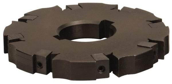 APT - Arbor Hole Connection, 0.72" Cutting Width, 1-7/8" Depth of Cut, 6" Cutter Diam, 1-1/2" Hole Diam, 12 Tooth Indexable Slotting Cutter - SM61 Toolholder, CTA 6 Insert, Neutral Cutting Direction - Exact Tool & Supply