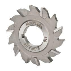 Made in USA - 2-1/8" Diam x 1/4" Width of Cut, 14 Teeth, High Speed Steel Side Milling Cutter - Staggered Teeth, Uncoated - Exact Tool & Supply