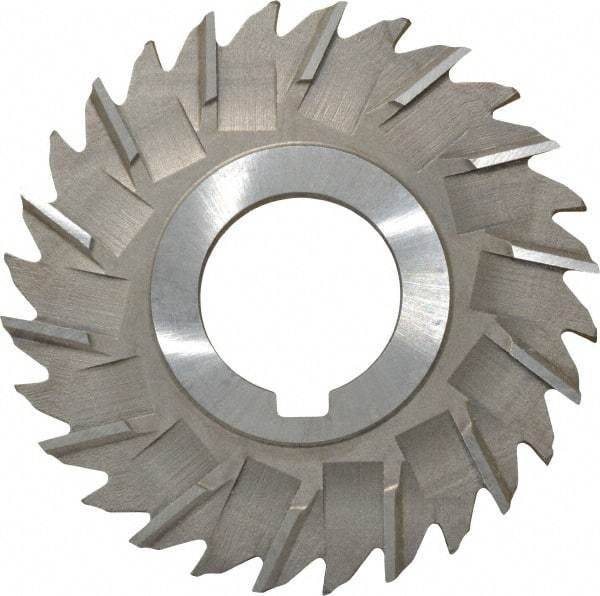 Made in USA - 3" Diam x 5/32" Width of Cut, 28 Teeth, High Speed Steel Side Milling Cutter - Staggered Teeth, Uncoated - Exact Tool & Supply