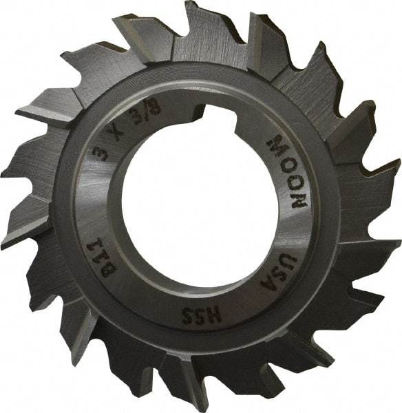 Made in USA - 3" Diam x 3/8" Width of Cut, 18 Teeth, High Speed Steel Side Milling Cutter - Staggered Teeth, Uncoated - Exact Tool & Supply