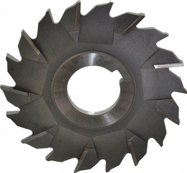 Made in USA - 3-1/2" Diam x 7/32" Width of Cut, 18 Teeth, High Speed Steel Side Milling Cutter - Staggered Teeth, Uncoated - Exact Tool & Supply