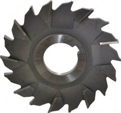 Made in USA - 3-1/2" Diam x 7/32" Width of Cut, 18 Teeth, High Speed Steel Side Milling Cutter - Staggered Teeth, Uncoated - Exact Tool & Supply