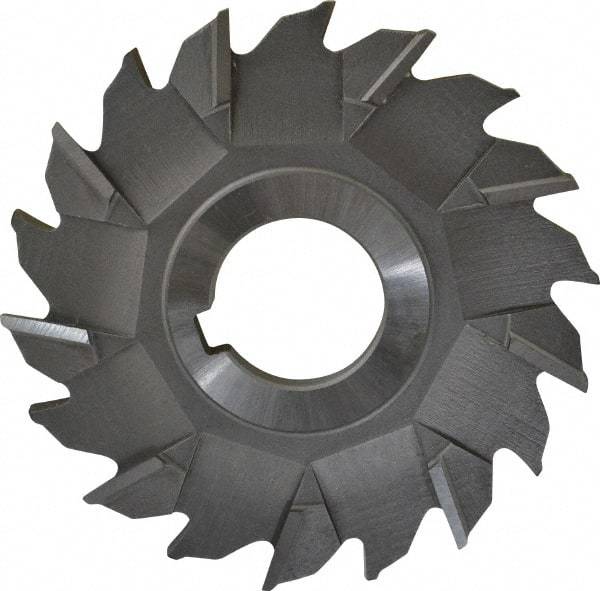 Made in USA - 3-1/2" Diam x 1/4" Width of Cut, 18 Teeth, High Speed Steel Side Milling Cutter - Staggered Teeth, Uncoated - Exact Tool & Supply