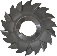 Made in USA - 3-1/2" Diam x 1/4" Width of Cut, 18 Teeth, High Speed Steel Side Milling Cutter - Staggered Teeth, Uncoated - Exact Tool & Supply