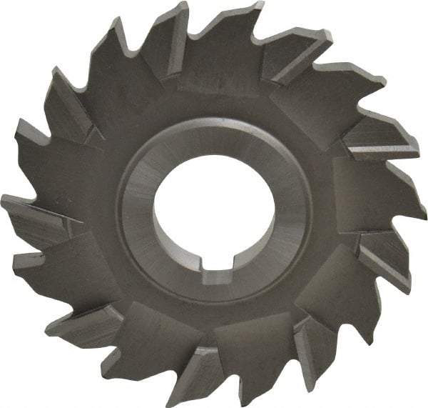 Made in USA - 3-1/2" Diam x 3/8" Width of Cut, 18 Teeth, High Speed Steel Side Milling Cutter - Staggered Teeth, Uncoated - Exact Tool & Supply
