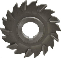 Made in USA - 3-1/2" Diam x 3/8" Width of Cut, 18 Teeth, High Speed Steel Side Milling Cutter - Staggered Teeth, Uncoated - Exact Tool & Supply