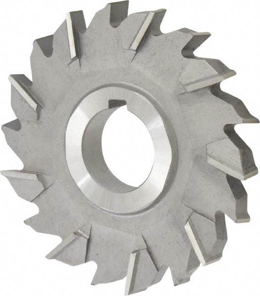 Made in USA - 3-1/2" Diam x 7/16" Width of Cut, 18 Teeth, High Speed Steel Side Milling Cutter - Staggered Teeth, Uncoated - Exact Tool & Supply