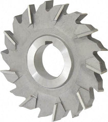 Made in USA - 3-1/2" Diam x 7/16" Width of Cut, 18 Teeth, High Speed Steel Side Milling Cutter - Staggered Teeth, Uncoated - Exact Tool & Supply