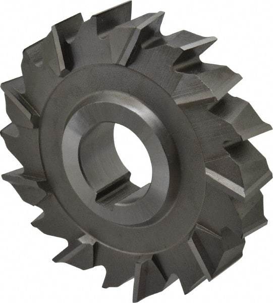 Made in USA - 3-1/2" Diam x 3/4" Width of Cut, 18 Teeth, High Speed Steel Side Milling Cutter - Staggered Teeth, Uncoated - Exact Tool & Supply