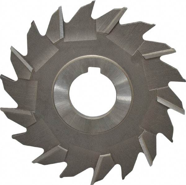 Made in USA - 4" Diam x 3/16" Width of Cut, 18 Teeth, High Speed Steel Side Milling Cutter - Staggered Teeth, Uncoated - Exact Tool & Supply