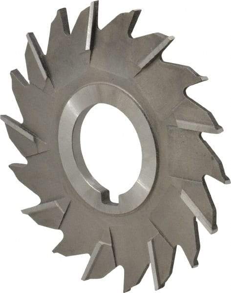 Made in USA - 4" Diam x 3/16" Width of Cut, 18 Teeth, High Speed Steel Side Milling Cutter - Staggered Teeth, Uncoated - Exact Tool & Supply