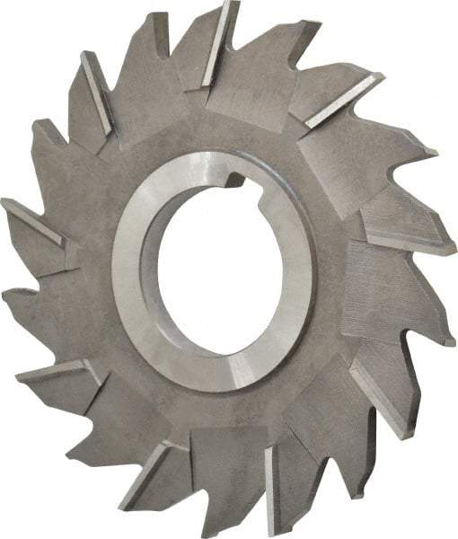 Made in USA - 4" Diam x 1/4" Width of Cut, 18 Teeth, High Speed Steel Side Milling Cutter - Staggered Teeth, Uncoated - Exact Tool & Supply
