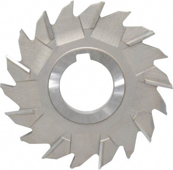 Made in USA - 4" Diam x 9/32" Width of Cut, 18 Teeth, High Speed Steel Side Milling Cutter - Staggered Teeth, Uncoated - Exact Tool & Supply