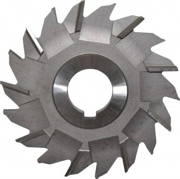 Made in USA - 4" Diam x 5/16" Width of Cut, 18 Teeth, High Speed Steel Side Milling Cutter - Staggered Teeth, Uncoated - Exact Tool & Supply