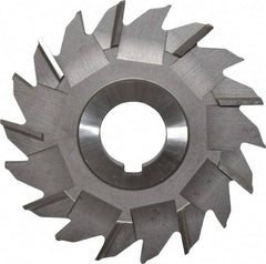 Made in USA - 4" Diam x 5/16" Width of Cut, 18 Teeth, High Speed Steel Side Milling Cutter - Staggered Teeth, Uncoated - Exact Tool & Supply