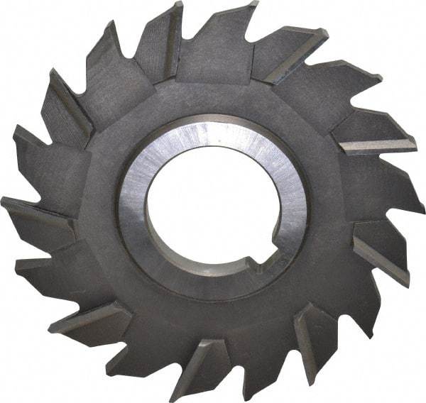 Made in USA - 4" Diam x 5/16" Width of Cut, 18 Teeth, High Speed Steel Side Milling Cutter - Staggered Teeth, Uncoated - Exact Tool & Supply