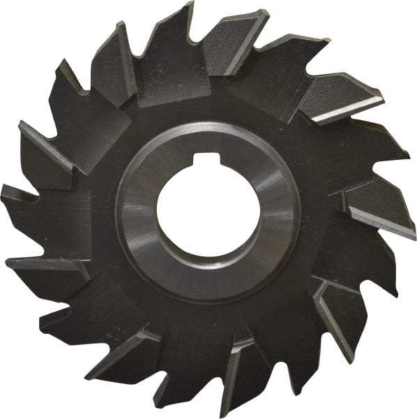 Made in USA - 4" Diam x 1/2" Width of Cut, 18 Teeth, High Speed Steel Side Milling Cutter - Staggered Teeth, Uncoated - Exact Tool & Supply