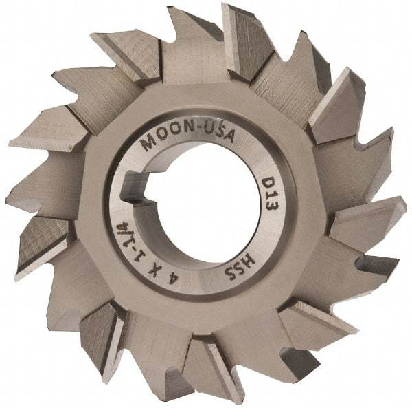 Made in USA - 4" Diam x 1-1/4" Width of Cut, 18 Teeth, High Speed Steel Side Milling Cutter - Staggered Teeth, Uncoated - Exact Tool & Supply