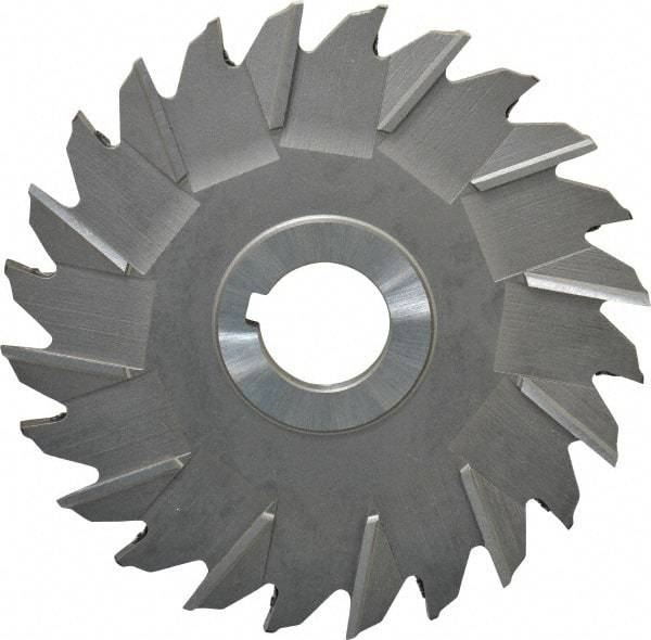Made in USA - 5" Diam x 1/4" Width of Cut, 24 Teeth, High Speed Steel Side Milling Cutter - Staggered Teeth, Uncoated - Exact Tool & Supply
