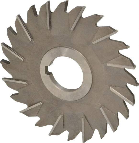 Made in USA - 5" Diam x 1/4" Width of Cut, 24 Teeth, High Speed Steel Side Milling Cutter - Staggered Teeth, Uncoated - Exact Tool & Supply