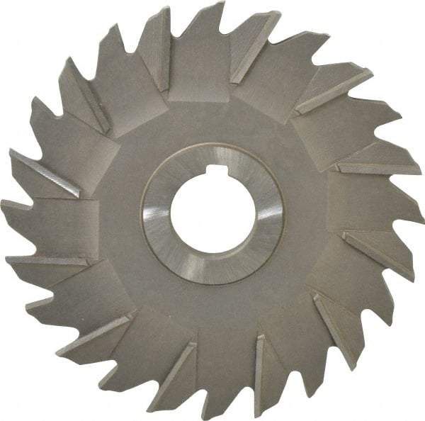 Made in USA - 5" Diam x 5/16" Width of Cut, 24 Teeth, High Speed Steel Side Milling Cutter - Staggered Teeth, Uncoated - Exact Tool & Supply