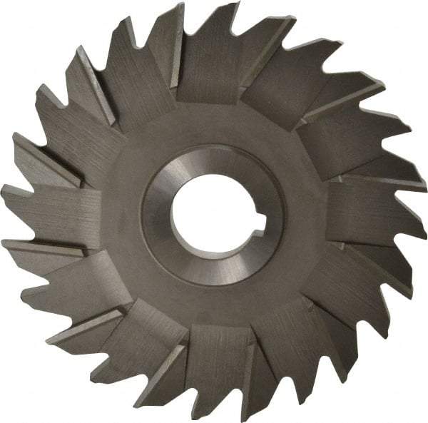 Made in USA - 5" Diam x 3/8" Width of Cut, 24 Teeth, High Speed Steel Side Milling Cutter - Staggered Teeth, Uncoated - Exact Tool & Supply