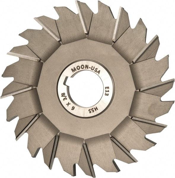 Made in USA - 6" Diam x 3/8" Width of Cut, 24 Teeth, High Speed Steel Side Milling Cutter - Staggered Teeth, Uncoated - Exact Tool & Supply