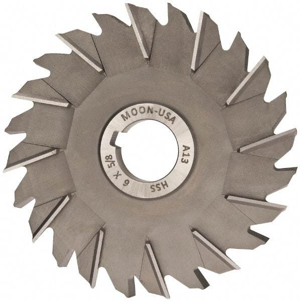 Made in USA - 6" Diam x 5/8" Width of Cut, 24 Teeth, High Speed Steel Side Milling Cutter - Staggered Teeth, Uncoated - Exact Tool & Supply