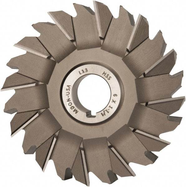 Made in USA - 6" Diam x 1-1/4" Width of Cut, 24 Teeth, High Speed Steel Side Milling Cutter - Staggered Teeth, Uncoated - Exact Tool & Supply