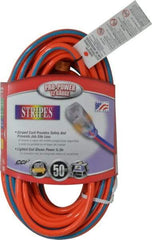 Southwire - 50', 12/3 Gauge/Conductors, Orange/Blue Outdoor Extension Cord - 1 Receptacle, 15 Amps, 125 VAC, UL SJTW, NEMA 5-15P, 5-15R - Exact Tool & Supply
