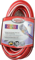 Southwire - 50', 12/3 Gauge/Conductors, Red/White Outdoor Extension Cord - 1 Receptacle, 15 Amps, 125 VAC, UL SJTW, NEMA 5-15P, 5-15R - Exact Tool & Supply