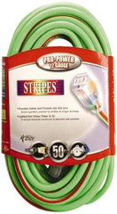 Southwire - 50', 12/3 Gauge/Conductors, Green/Red Outdoor Extension Cord - 1 Receptacle, 15 Amps, 125 VAC, UL SJTW, NEMA 5-15P, 5-15R - Exact Tool & Supply