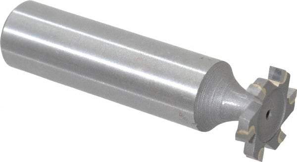 Made in USA - 5/8" Diam x 3/32" Face Width, Carbide-Tipped, 6 Teeth, Shank Connection Woodruff Keyseat Cutter - Uncoated, 2-3/32" OAL x 1/2" Shank, Staggered Teeth, ANSI 305, Old Standard 4 - Exact Tool & Supply