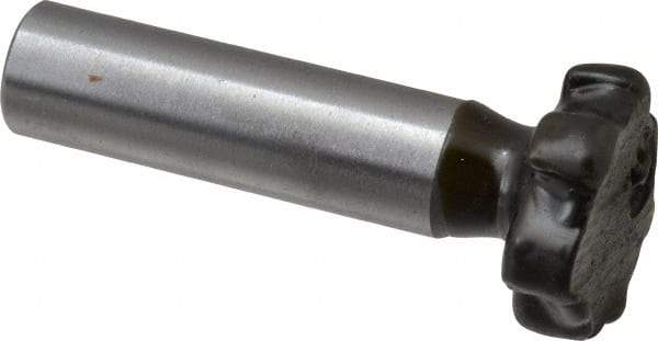Made in USA - 7/8" Diam x 7/32" Face Width, Carbide-Tipped, 6 Teeth, Shank Connection Woodruff Keyseat Cutter - Uncoated, 2-7/32" OAL x 1/2" Shank, Staggered Teeth, ANSI 707, Old Standard 12 - Exact Tool & Supply