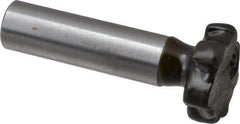 Made in USA - 7/8" Diam x 7/32" Face Width, Carbide-Tipped, 6 Teeth, Shank Connection Woodruff Keyseat Cutter - Uncoated, 2-7/32" OAL x 1/2" Shank, Staggered Teeth, ANSI 707, Old Standard 12 - Exact Tool & Supply