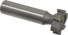 Made in USA - 7/8" Diam x 1/4" Face Width, Carbide-Tipped, 6 Teeth, Shank Connection Woodruff Keyseat Cutter - Uncoated, 2-1/4" OAL x 1/2" Shank, Staggered Teeth, ANSI 807, Old Standard A - Exact Tool & Supply