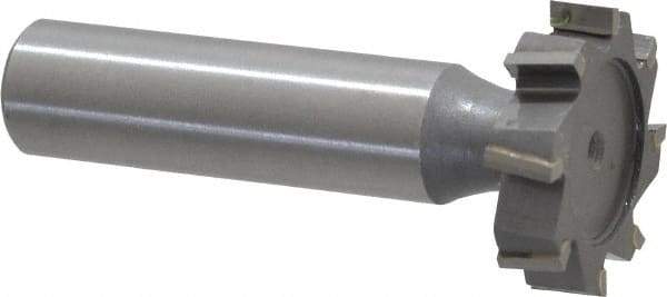 Made in USA - 1" Diam x 1/4" Face Width, Carbide-Tipped, 8 Teeth, Shank Connection Woodruff Keyseat Cutter - Uncoated, 2-1/4" OAL x 1/2" Shank, Staggered Teeth, ANSI 808, Old Standard 15 - Exact Tool & Supply