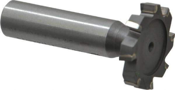 Made in USA - 1-1/8" Diam x 3/16" Face Width, Carbide-Tipped, 8 Teeth, Shank Connection Woodruff Keyseat Cutter - Uncoated, 2-3/16" OAL x 1/2" Shank, Staggered Teeth, ANSI 609, Old Standard 16 - Exact Tool & Supply