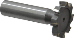 Made in USA - 1-1/8" Diam x 3/16" Face Width, Carbide-Tipped, 8 Teeth, Shank Connection Woodruff Keyseat Cutter - Uncoated, 2-3/16" OAL x 1/2" Shank, Staggered Teeth, ANSI 609, Old Standard 16 - Exact Tool & Supply