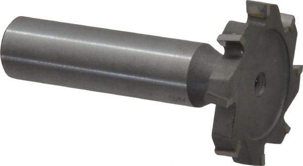 Made in USA - 1-1/4" Diam x 3/16" Face Width, Carbide-Tipped, 8 Teeth, Shank Connection Woodruff Keyseat Cutter - Uncoated, 2-3/16" OAL x 1/2" Shank, Staggered Teeth, ANSI 610, Old Standard 19 - Exact Tool & Supply