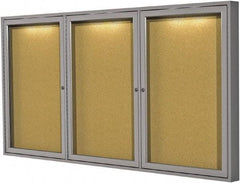 Ghent - 36" Wide x 24" High Enclosed Cork Bulletin Board - Natural Cork, Aluminum Frame - Exact Tool & Supply