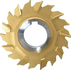 Made in USA - 3" Diam x 3/16" Width of Cut, 18 Teeth, High Speed Steel Side Milling Cutter - Staggered Teeth, TiN Coated - Exact Tool & Supply