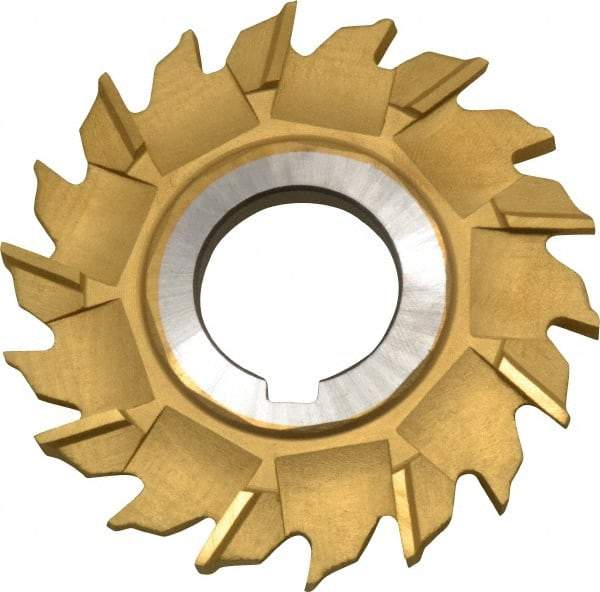 Made in USA - 3" Diam x 1/4" Width of Cut, 18 Teeth, High Speed Steel Side Milling Cutter - Staggered Teeth, TiN Coated - Exact Tool & Supply