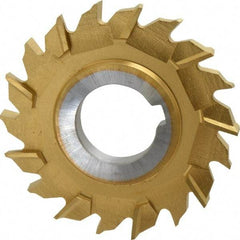 Made in USA - 3" Diam x 5/16" Width of Cut, 18 Teeth, High Speed Steel Side Milling Cutter - Staggered Teeth, TiN Coated - Exact Tool & Supply