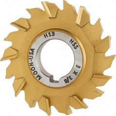 Made in USA - 3" Diam x 3/8" Width of Cut, 18 Teeth, High Speed Steel Side Milling Cutter - Staggered Teeth, TiN Coated - Exact Tool & Supply