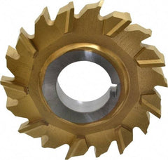 Made in USA - 3" Diam x 1/2" Width of Cut, 18 Teeth, High Speed Steel Side Milling Cutter - Staggered Teeth, TiN Coated - Exact Tool & Supply