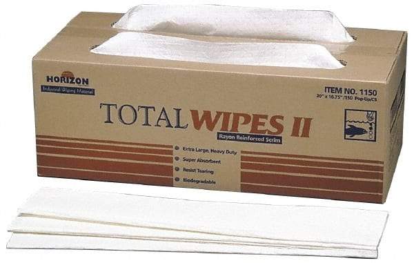 Ability One - Flat Fold Shop Towel/Industrial Wipes - 16-1/2" x 20" Sheet Size, White - Exact Tool & Supply