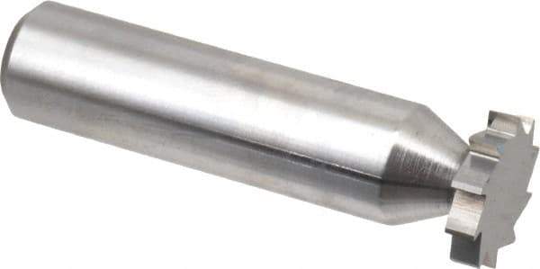 Made in USA - 5/8" Diam x 1/8" Face Width, Solid Carbide, 10 Teeth, Shank Connection Woodruff Keyseat Cutter - Uncoated, 2-1/8" OAL x 1/2" Shank, Straight Teeth, ANSI 405, Old Standard 5 - Exact Tool & Supply